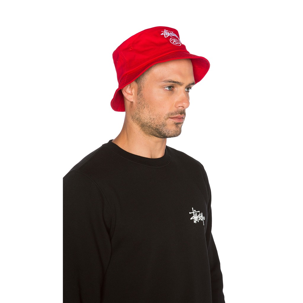 MŨ NÓN TAI BÈO NÓN BUCKET STUSSY MÀU ĐỎ