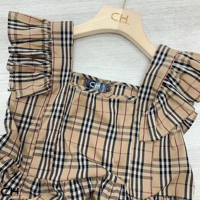 Đầm bầu công sở thiết kế họa tiết kẻ sọc váy bầu hè tay hến thoáng mát V1380