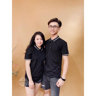 Áo phông polo nam nữ cổ viền MÀU ĐEN