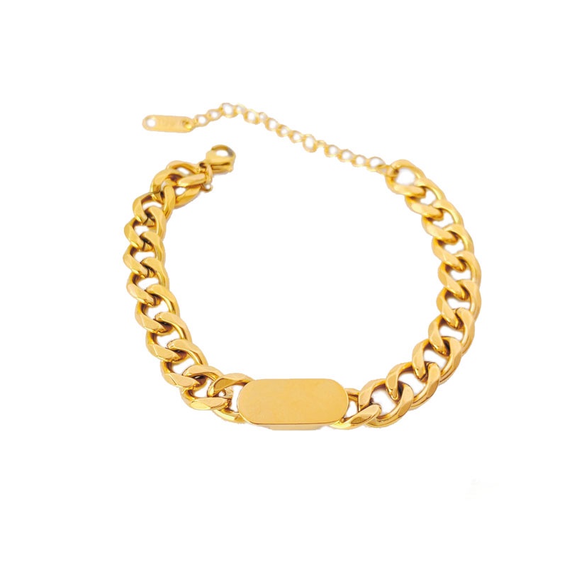 Vòng Đeo Tay Bằng Thép Titan Dày Dặn Mạ Vàng 18k Thời Trang Cho Nữ