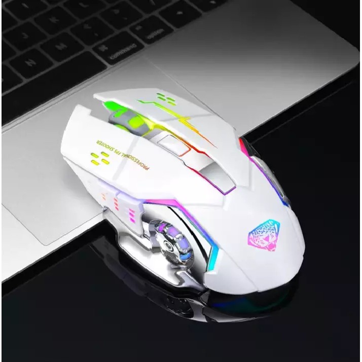 Chuột không dây chuyên game Divipard Q3 Silent Led màu dùng pin sạc