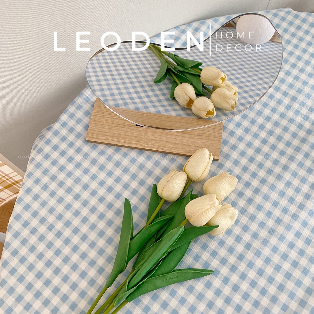 Gương để bàn trang điểm đế gỗ hình đám mây, gương trang điểm phong cách Hàn Quốc – LEODEN Decor