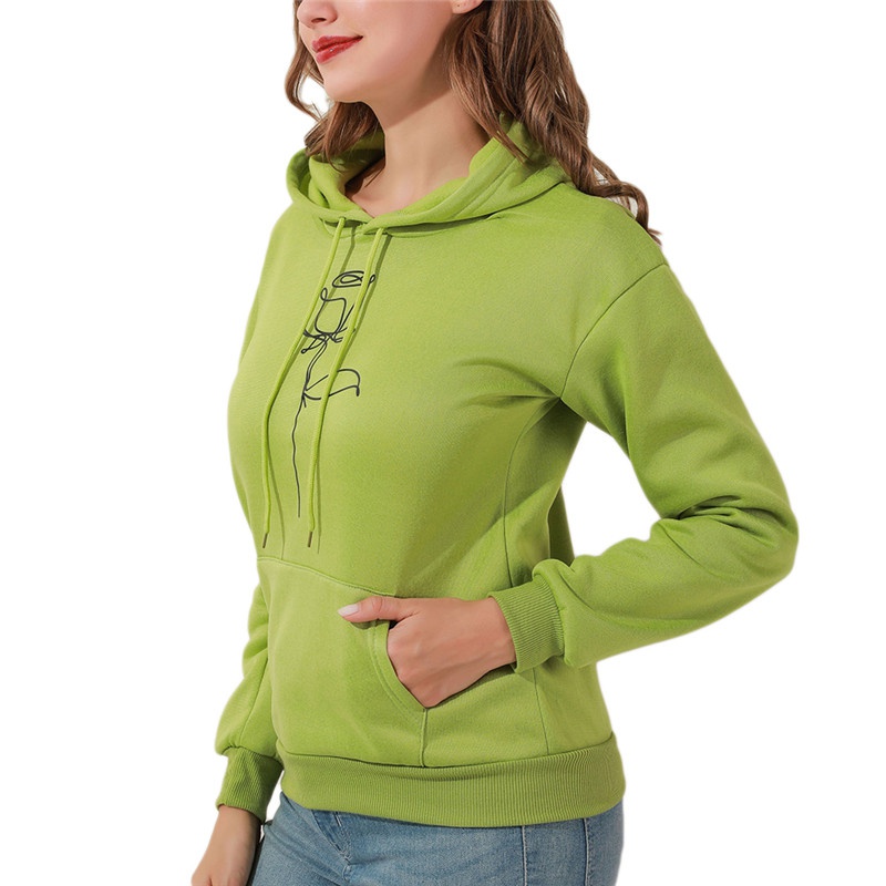 Áo Hoodies Tay Dài Hoạ Tiết Hoa Hồng Cho Nữ Size S-3Xl