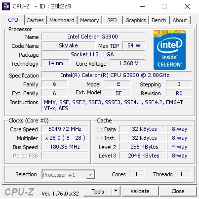 CPU Intel Celeron G3900 2.8Ghz/ 2Mb cache 21