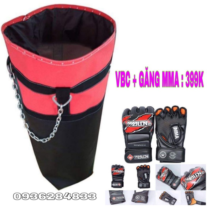 Vỏ Bao Cát Đấm Bốc Boxing 80CM + Găng Tay MMA Fighter Walon Hở Ngón Tiêu Chuẩn Thi Đấu - Bảo hành 6 tháng