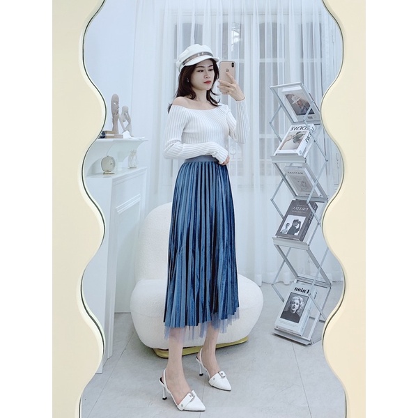 CHÂN VÁY NHUNG PHA REN MẶC ĐƯỢC 2 MẶT