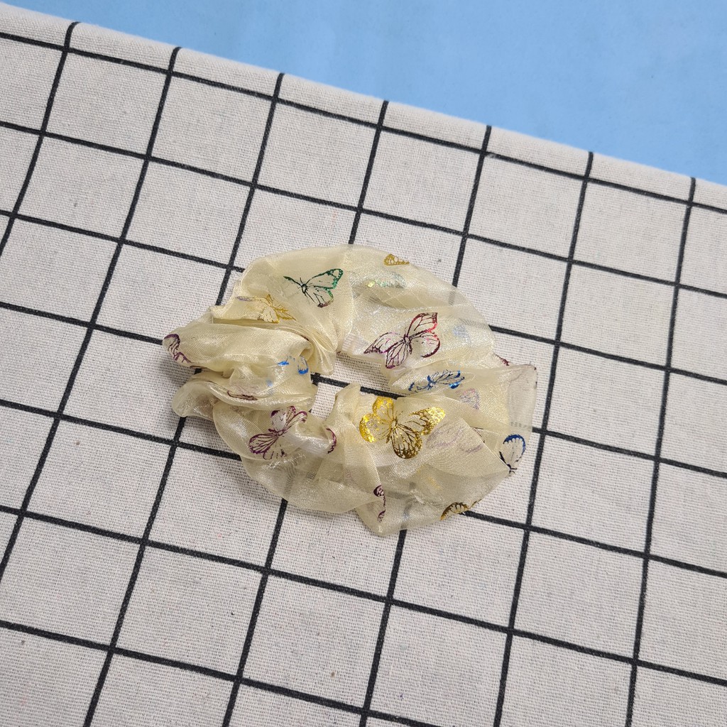 Cột tóc Vải Scrunchies Bươm Bướm