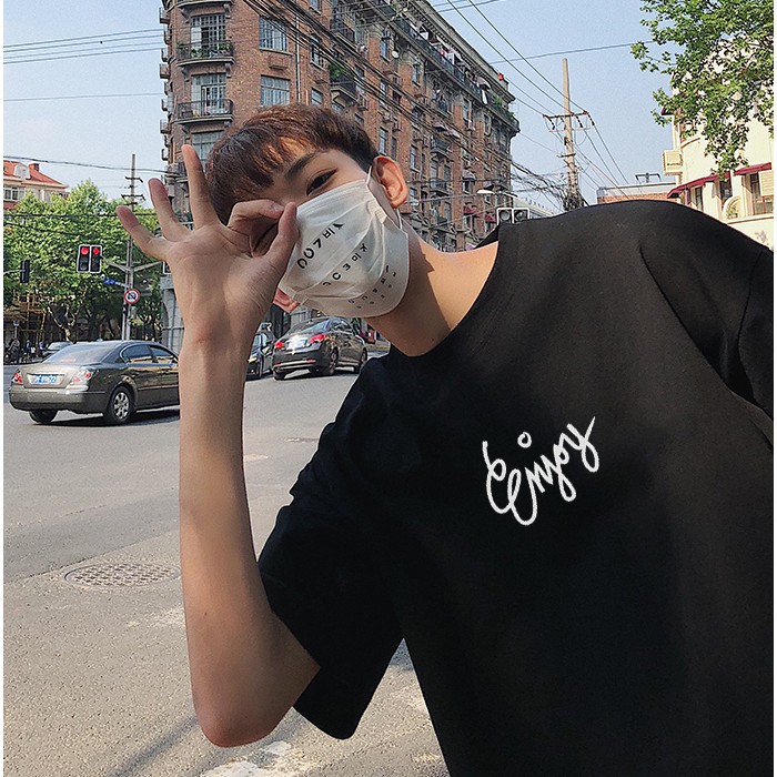 Áo thun unisex form rộng tay lỡ nam nữ chữ kiểu enjoy vải dày mịn