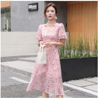 Đầm Hoa Cổ V Thanh Lịch Dành Cho Nữ