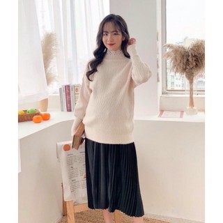 (Big size)Chân váy bầu midi xếp li quảng châu cao cấp 50-80kg