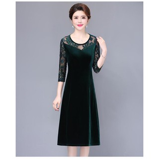 Đầm nhung trung niên co giãn 4 chiều