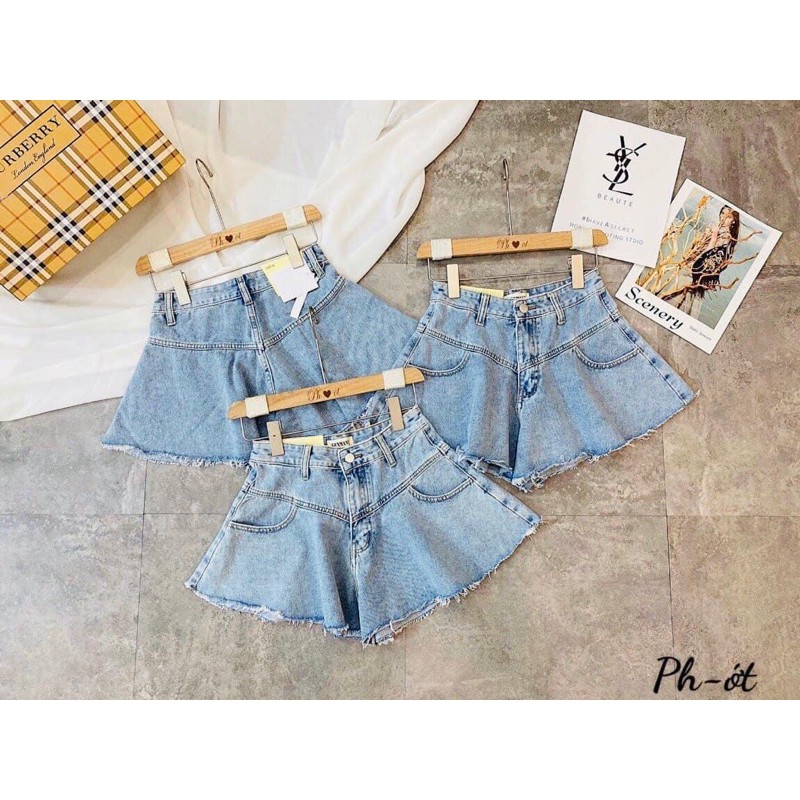 Quần short jean nữ giả váy WABISABI29 dáng xoè quần sooc bò thời trang nữ xinh xắn trẻ trung giá rẻ siêu phẩm mùa hè