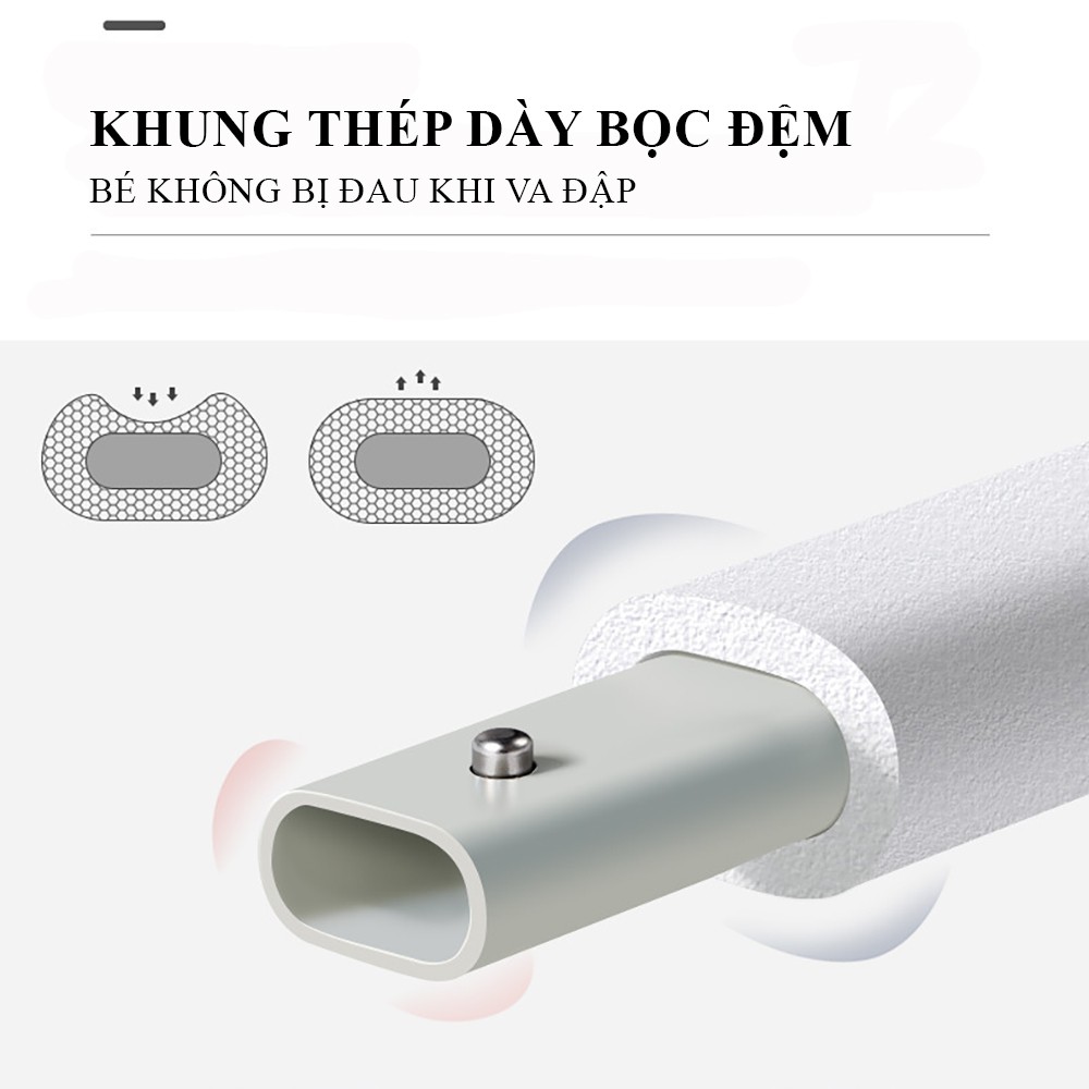 Thanh chắn giường cao cấp khung thép bọc đệm đủ kích thước 1.2m, 1.8m, 2m, 2.2m, khóa kép, nâng hạ dễ dàng an toàn