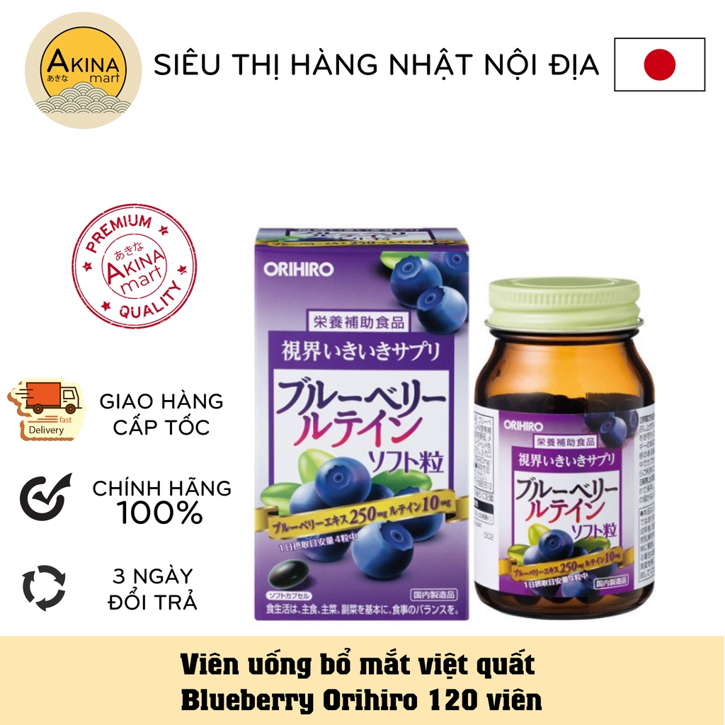 Viên Uống Bổ Mắt Việt Quất Blueberry Orihiro 120 viên