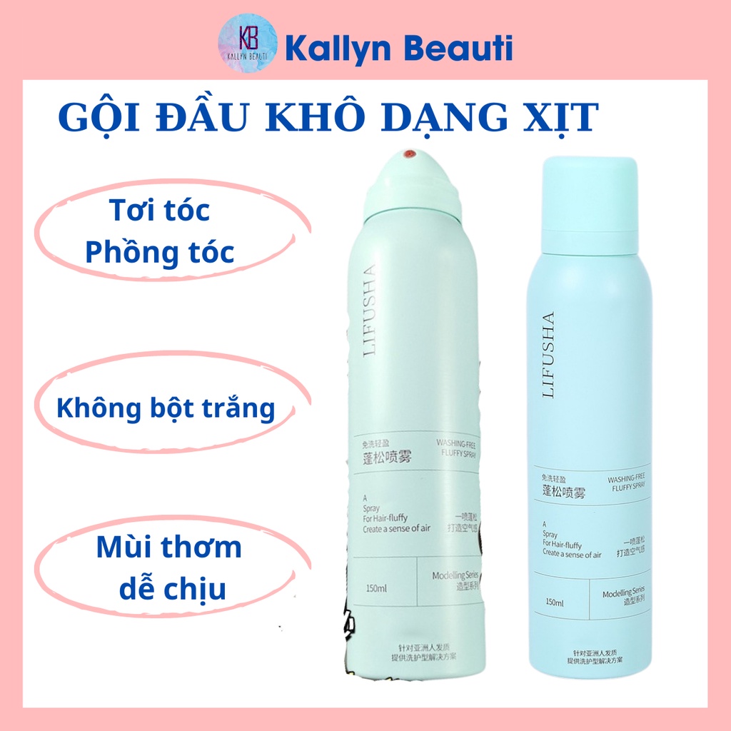 Dầu gội khô Lifusha Xịt gội đầu khô nội địa Trung không bết tơi tóc Kallyn