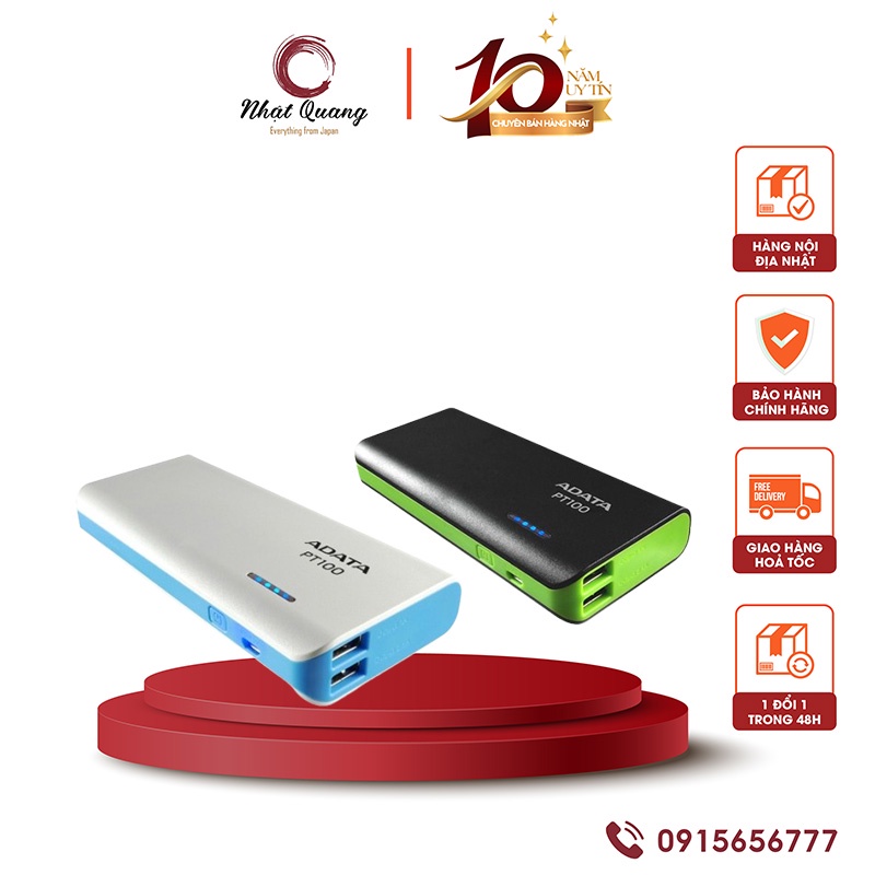 Sạc dự phòng Power Bank ADATA Pt100 10000 mAh