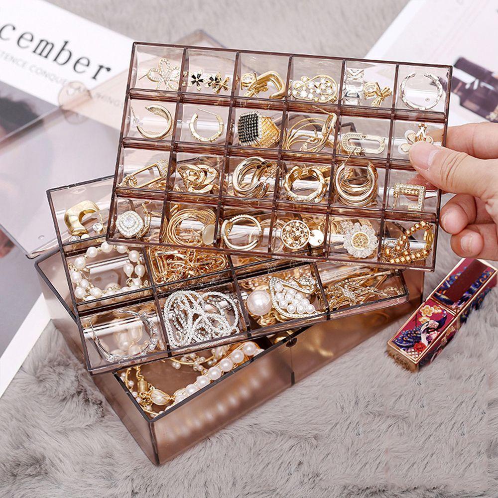 Hộp Đựng Trang Sức Trong Suốt 38 Ngăn Chống Bụi Sức Chứa Lớn Giá Đỡ