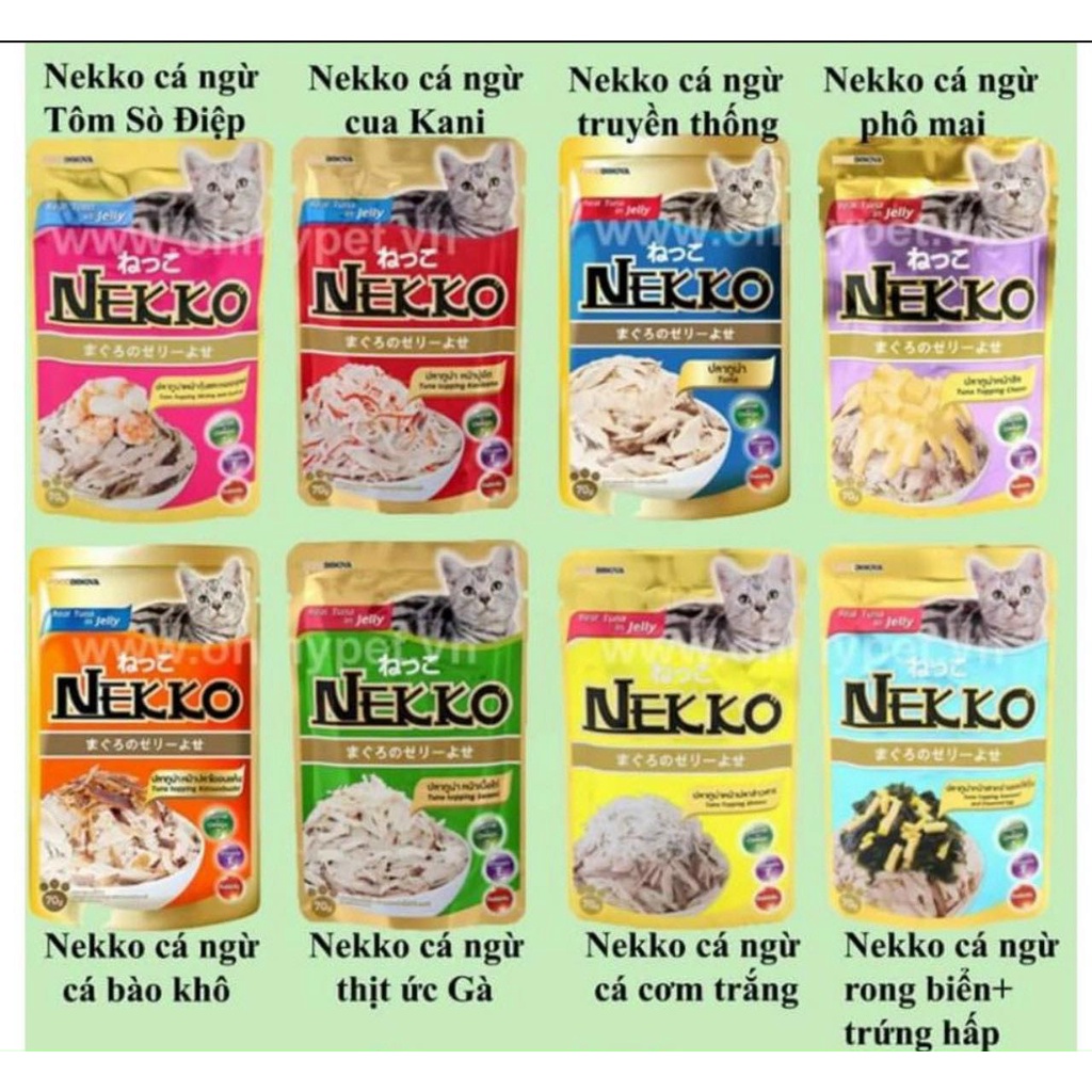 Combo 10 gói pate mèo Nekko Jelly - Gravy mix vị ngẫu nhiên