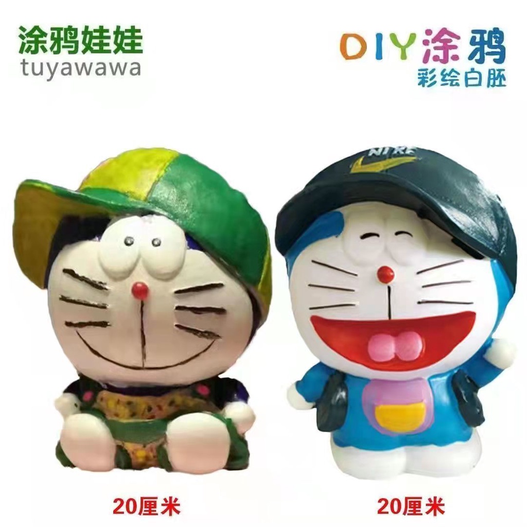 Ống Heo Tiết Kiệm Bằng Vinyl Chống Sốc Hình Doraemon Màu Trắng Sáng Tạo DIY