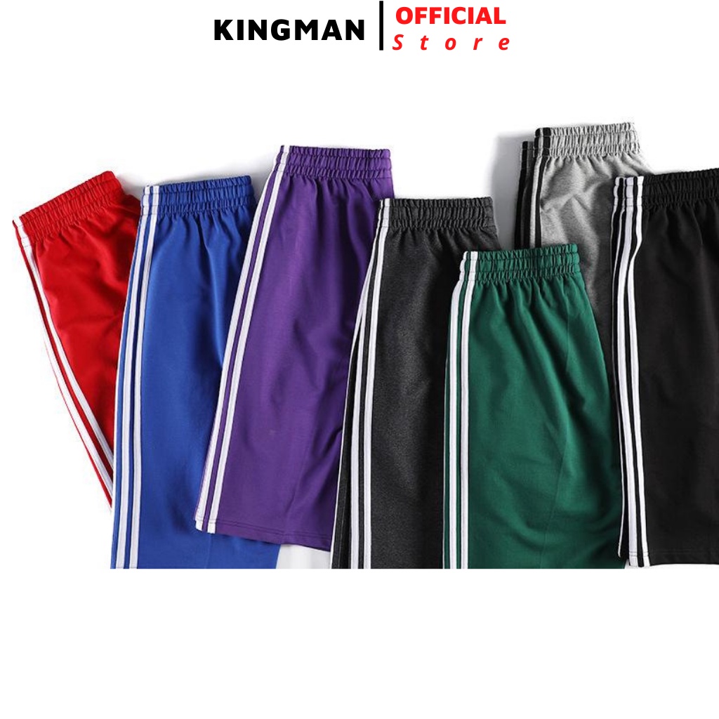 Quần đùi nam vải thun 𝐊𝐈𝐍𝐆𝐌𝐀𝐍 3 sọc thể thao Quần short nam mặc nhà dạo phố