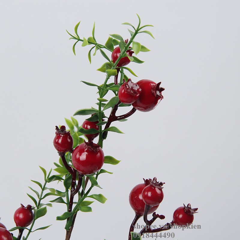Cành lựu nhiều quả dài 75cm trang trí Tết - Cây hoa giả đẹp
