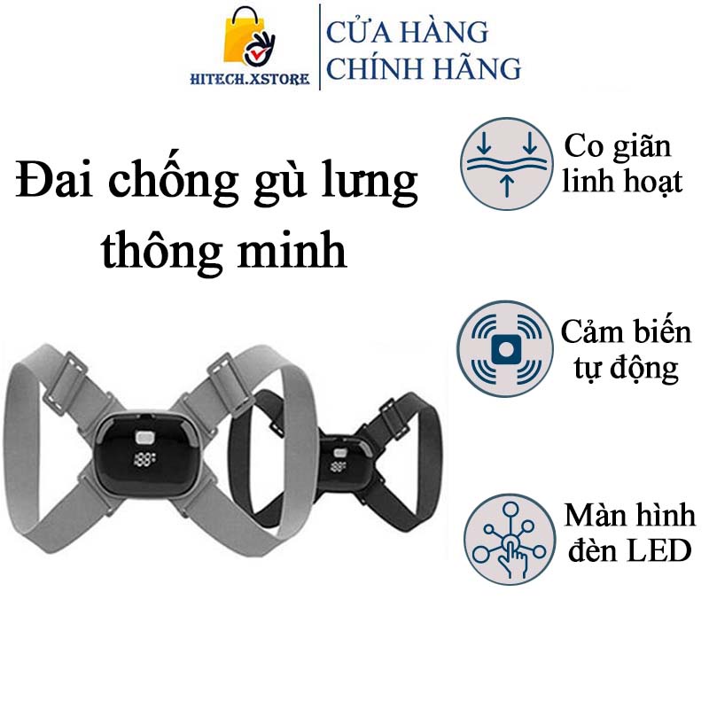 Đai Chống Gù Lưng Thông Minh Smart Pose Màn Hình Đèn LED Freesize Cho Nam Nữ Trẻ Em Tự Động Nhắc Nhở Lưu Trữ Nhật Ký