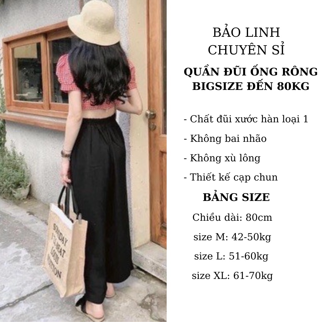 Quần Đũi Ống Rộng Bigsize Dáng Suông Lỡ Cạp Chun Bảo Linh