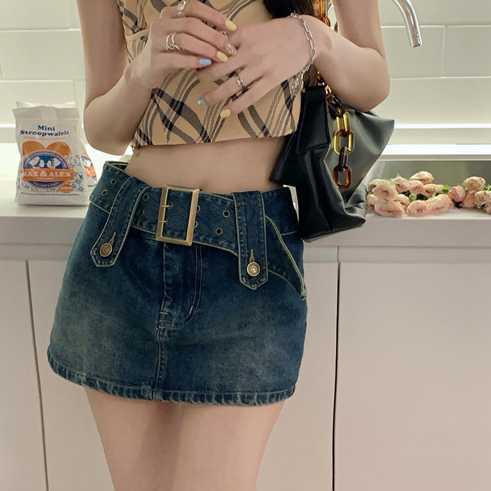 Quần Culottes Denim Ngắn Kiểu Mới 50437 Có Thắt Lưng