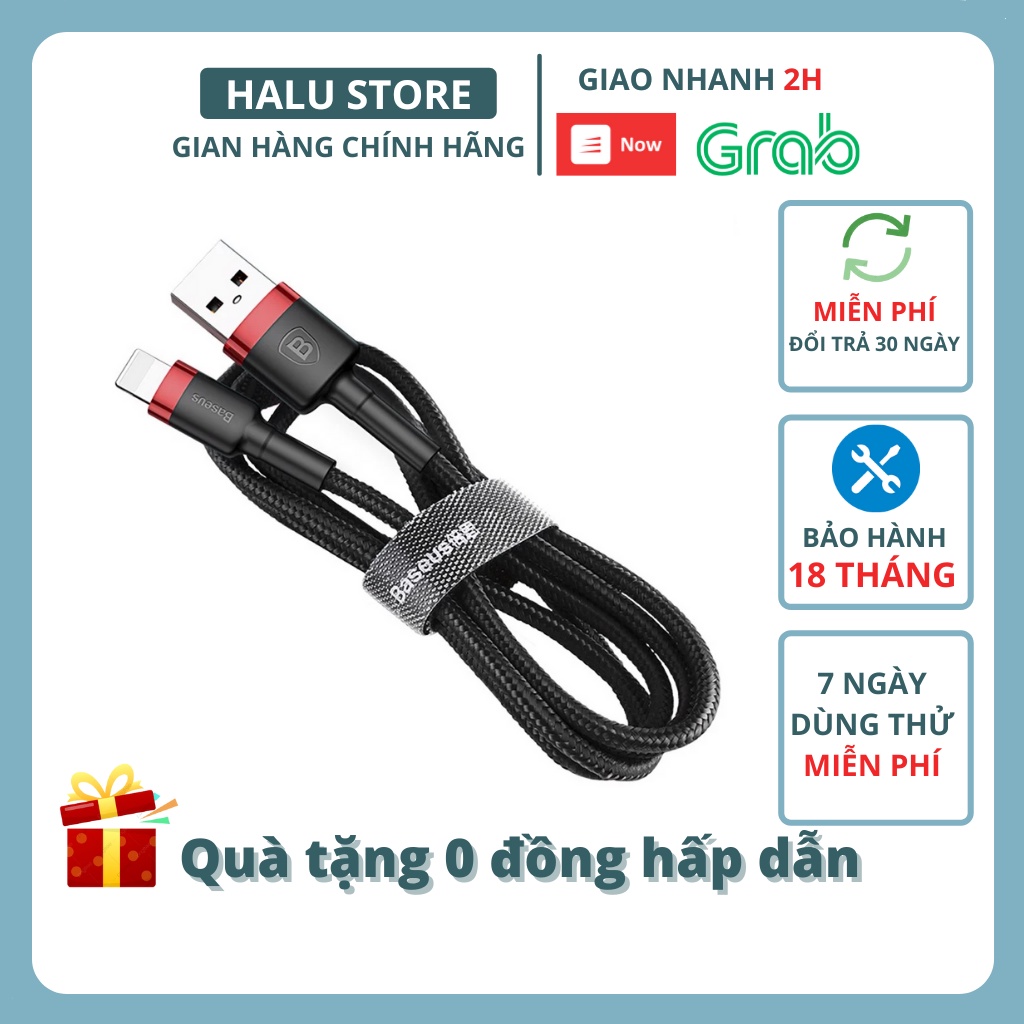 Dây sạc iphone 2M Baseus chính hãng mã Cafule - sạc nhanh ipad ip 6 7 8 plus x xs xr 11 12 pro max halustore