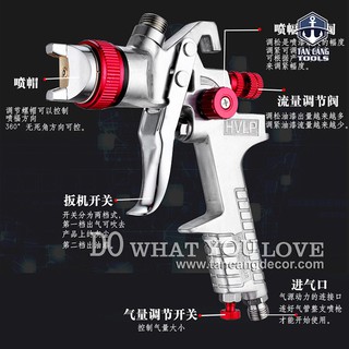 Súng Phun Sơn Gravity Feed HVLP E300 700 cc Bình Trên