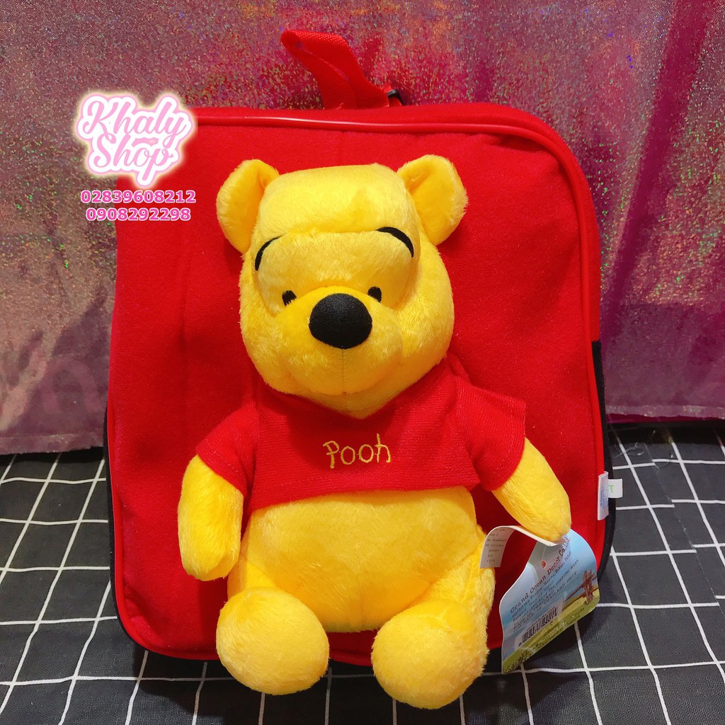 Balo vải thú trẻ em 11&quot; 1 ngăn hình gấu Pooh màu đỏ cho các bé (Thái Lan) - BLTHU002 (24.5x7x28cm)