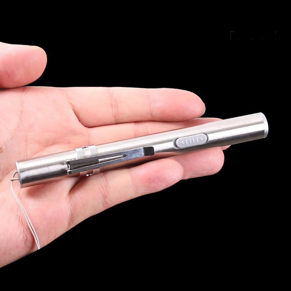 Đèn pin mini hình cây bút bằng thép không gỉ chống thấm nước tiện dụng
