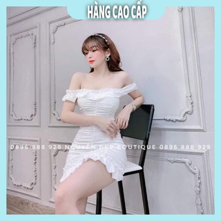Đầm Nữ - Đầm body trễ vai nhún thân kèm mút (HÀNG SIÊU ĐẸP)