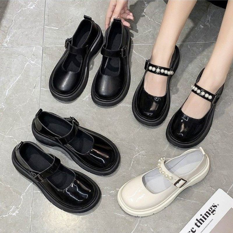 Giày Da Nữ GN31 Giày LOLITA Nữ Cao Cấp Da Mền Phong Cách Hàn Quốc Quai Cài Đế Cao Cá Tính Trẻ Trung Năng Động Hot 2022