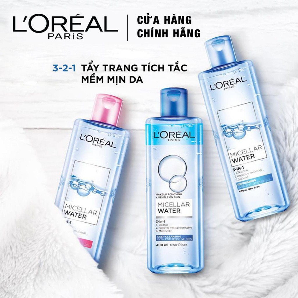 L'oreal Chính Hãng- Nước Tẩy Trang Tươi Mát L'Oreal Paris Micellar Water (400ml)