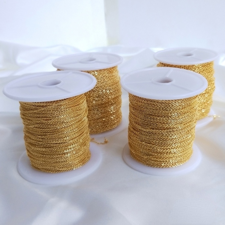 Dây Chuyền Đồng Mạ Vàng 18K diy 1m Không Dễ Phai Màu Hình Chữ O Dùng Làm Vòng Tay/Vòng Cổ