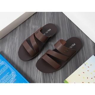 Dép quai ngang,dép xỏ ngón xắng đan da bò cao cấp 3 quai
