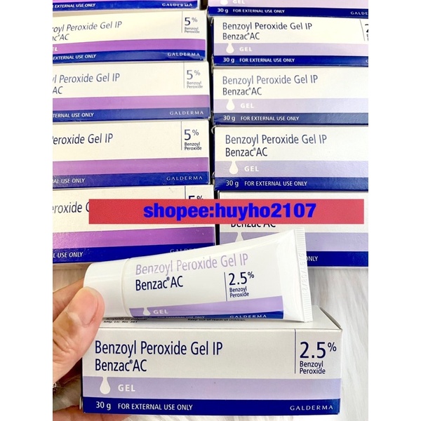 Kem Benzac AC Benzoyl Peroxide 2,5% - 5% Gel hỗ trợ giảm mụn, hết mụn viêm 30ml.