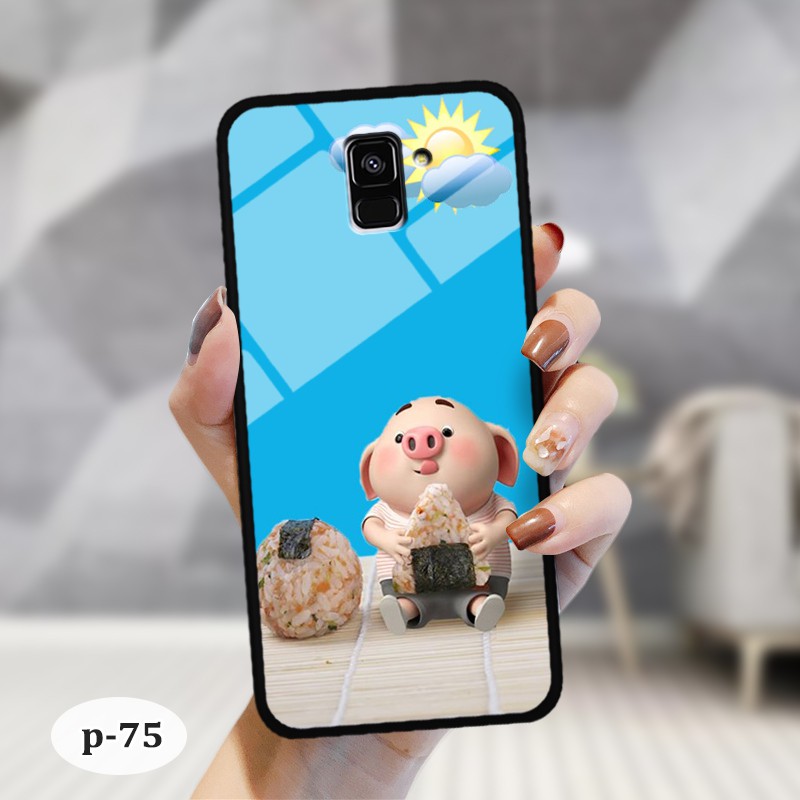 Ốp lưng kính 3D Samsung A8 Plus 2018- hình cute