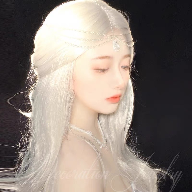 【 New】Vòng đội đầu hình giọt nước đính đá nhân tạo set phụ kiện chụp hình