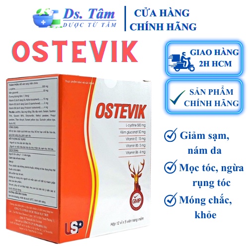 L-cystein 500mg - OSTEVIK - Viên uống đẹp da, chống lão hoá, làm chậm quá trình oxy hóa, giúp sáng da, giúp giảm sạm da.