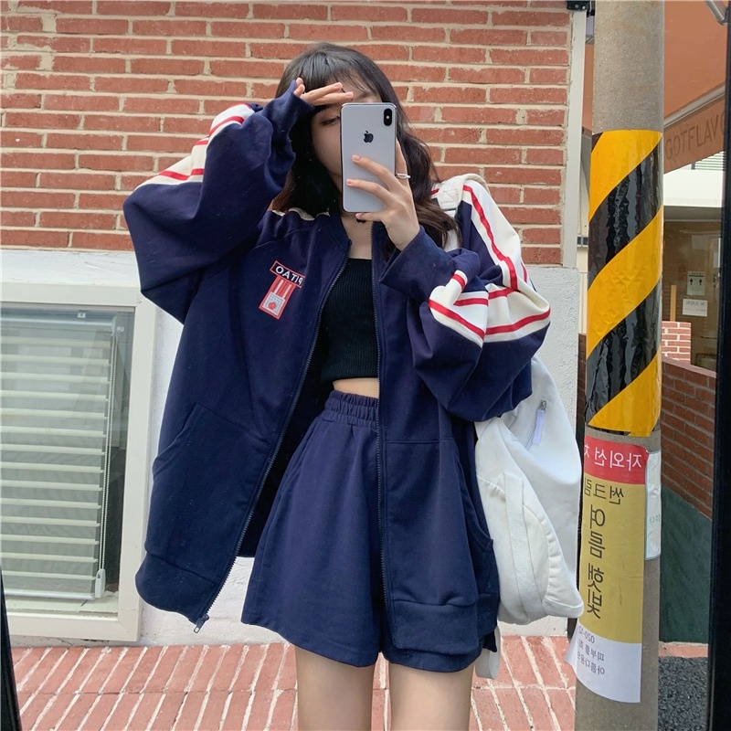 ZHELIHANGFEI Áo Khoác Bóng Chày Tay Dài Form Rộng Theo Phong Cách Preppy Dễ Phối Đồ