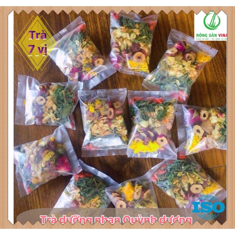 Trà Dưỡng Nhan 7 Vị - Quỳnh Dương. (Gồm: Hoa Cúc; Nụ Hoa Hồng; Long Nhãn; Kỷ Tử; Táo Đỏ, Cỏ ngọt, Hoa nhài)