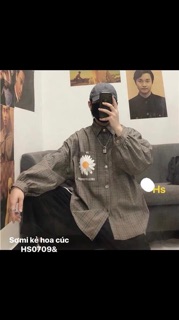 Áo sơmi kẻ hoa cúc trắng - HS