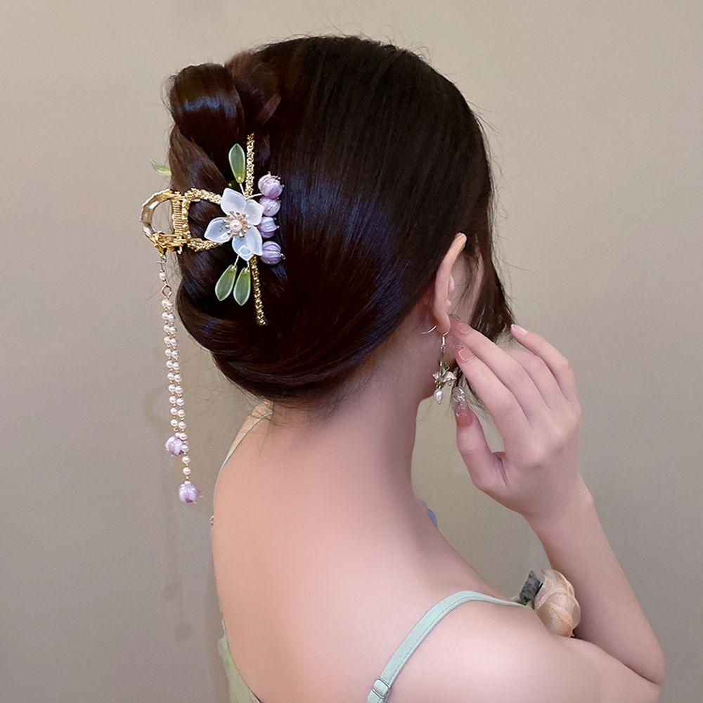 Kẹp Tóc Hình Cá Mập Phối Tua Rua Phong Cách Cổ Điển Sang Trọng WMES15H Dành Cho Bạn Nữ