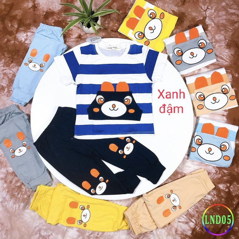 Size đại Bộ đồ ngủ bé trai bé gái áo tay ngắn quần dài Minky mom chất thun cotton lạnh