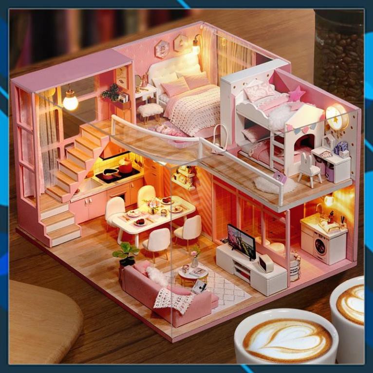 Mô hình nhà búp bê gỗ DIY Nhà búp bê Pink for Life L026 Toy World