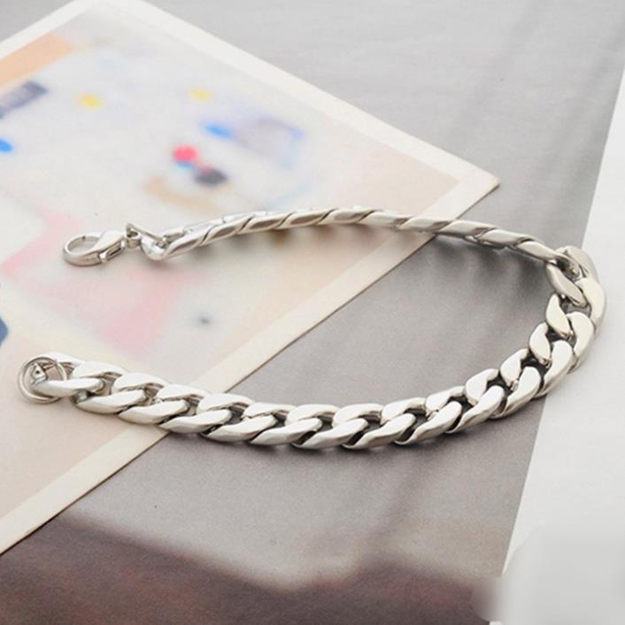 Lắc tay cao cấp titan nam kiểu lặc 7mm đẹp sang trọng inox thép không gỉ PT JEWELRY màu trắng