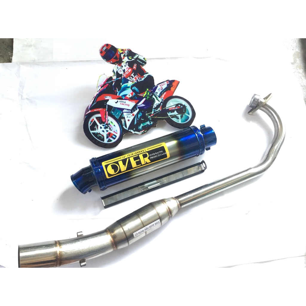 Bộ pô over full cổ bầu hơi inox exciter, winer, sonic, raider, satria, gsx, cbr, tfx, fz, r15