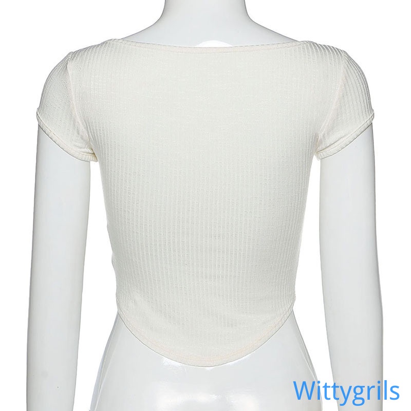 Áo croptop tay ngắn màu sắc đơn giản kiểu dáng thời trang mùa hè dành cho nữ